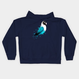 Dramabite Masked Lovebird, Black-masked Lovebird, Collared Lovebird watercolor (Agapornis personatus)  Blue Parrot Bird Kids Hoodie